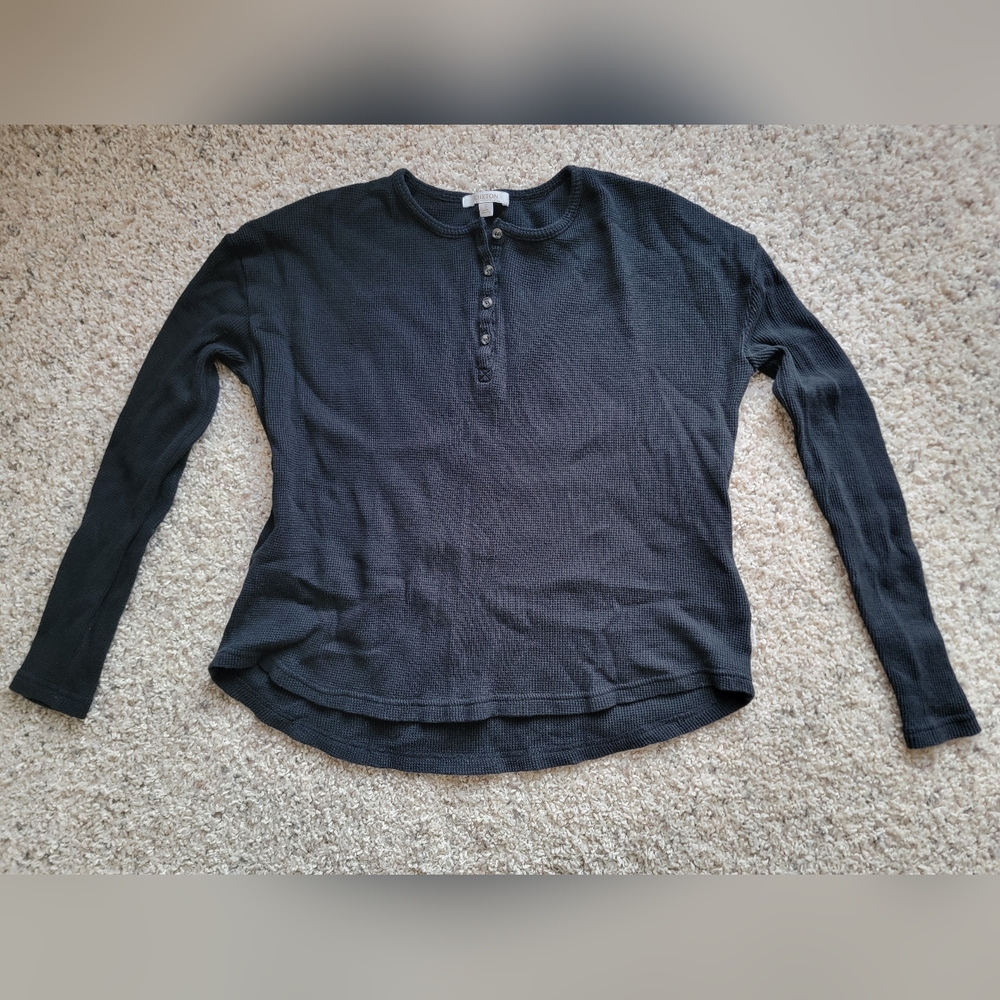 Brixton Women's Monty Longy Sleeve Waffle Henley Shirt Black Size Small